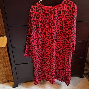 Ann Taylor Red and Black Animal Print Dress